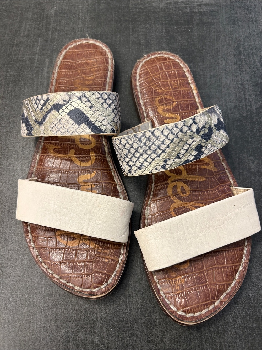Sam Edelman Sandals in Brown, White and Snake Print